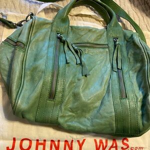 Johnny Was Green Leather Bag